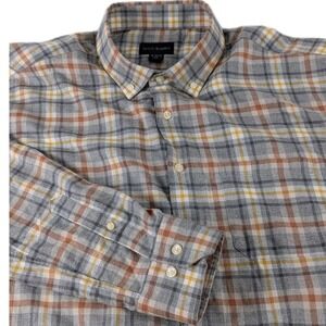 Scott Barber Mens XXL Marino Wool Blend‎  Plaid Button Down Long Sleeve Shirt